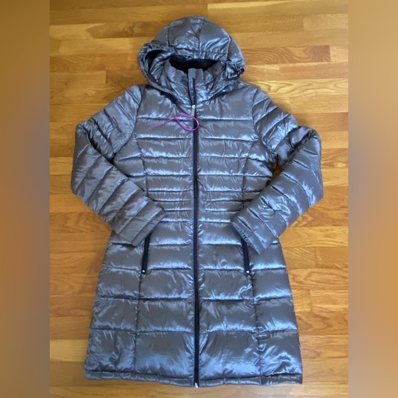 Andrew Marc Premium Down Packable Quilted Gray Hooded Full Zip Puffer Jacket S - Picture 3 of 16